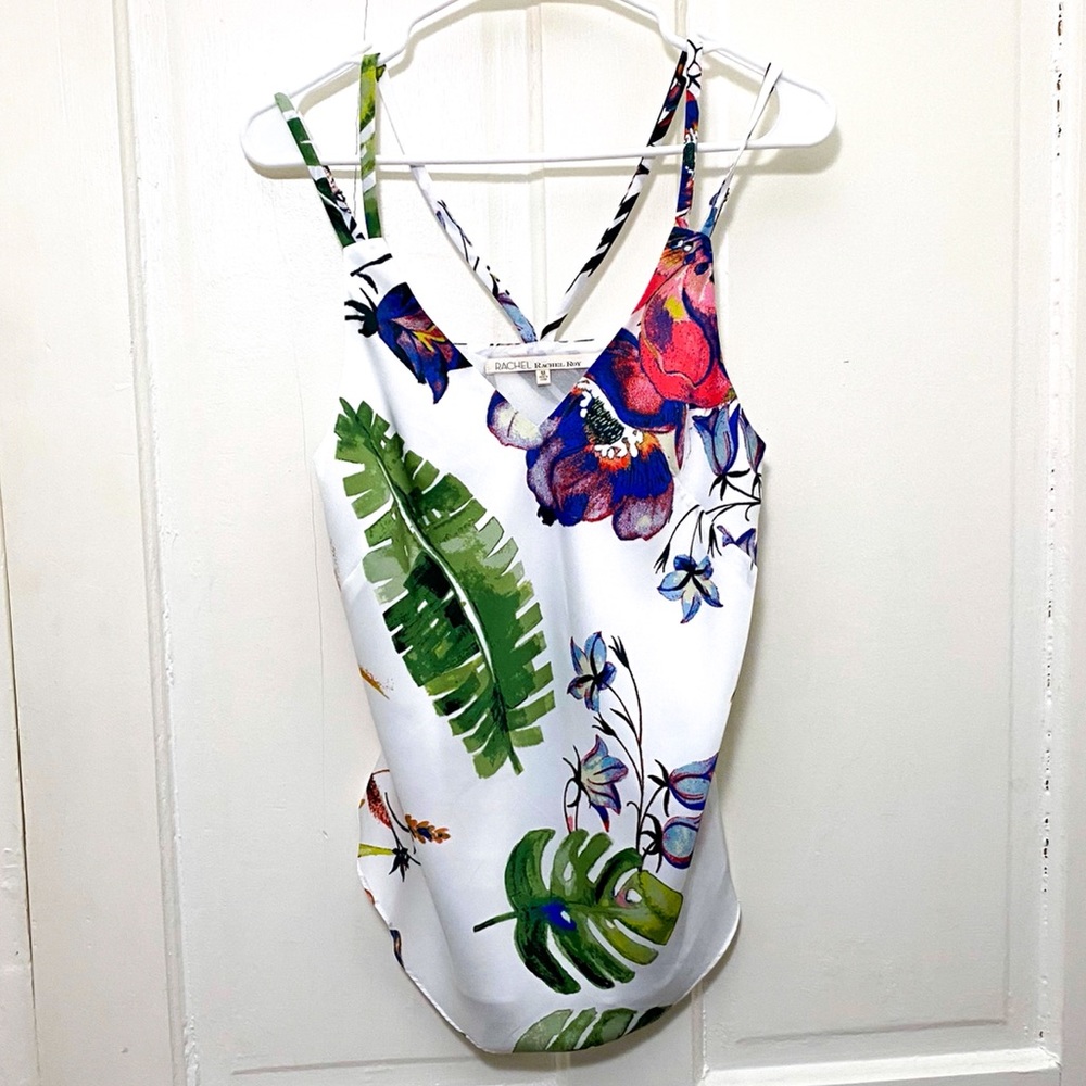 White Rachel Roy w/ Flowers Strapped Blouse